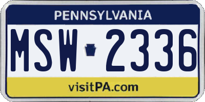 PA license plate MSW2336