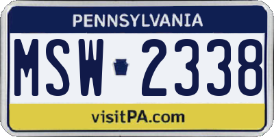 PA license plate MSW2338