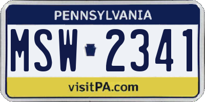 PA license plate MSW2341