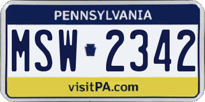 PA license plate MSW2342
