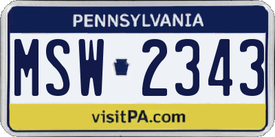 PA license plate MSW2343