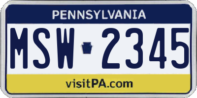 PA license plate MSW2345