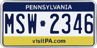 PA license plate MSW2346