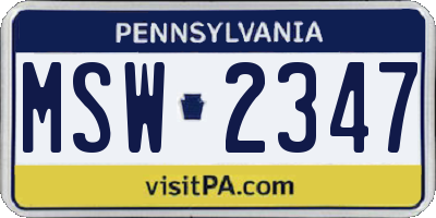 PA license plate MSW2347