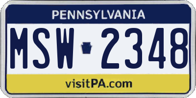 PA license plate MSW2348