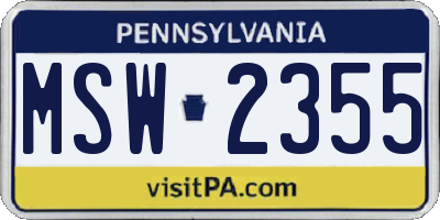 PA license plate MSW2355