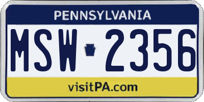 PA license plate MSW2356