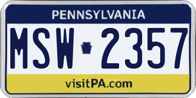 PA license plate MSW2357