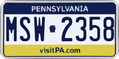 PA license plate MSW2358