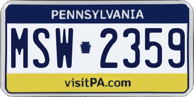 PA license plate MSW2359