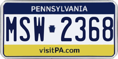 PA license plate MSW2368