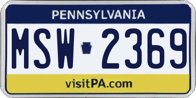 PA license plate MSW2369