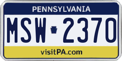 PA license plate MSW2370