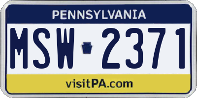 PA license plate MSW2371