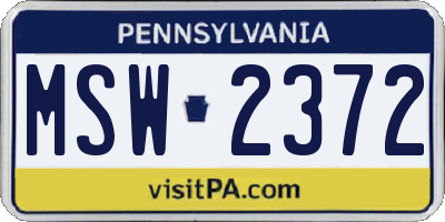 PA license plate MSW2372