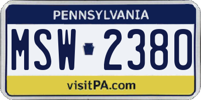 PA license plate MSW2380