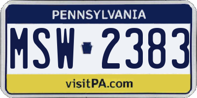 PA license plate MSW2383
