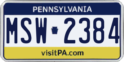 PA license plate MSW2384