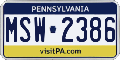 PA license plate MSW2386