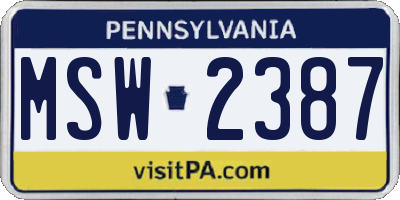PA license plate MSW2387