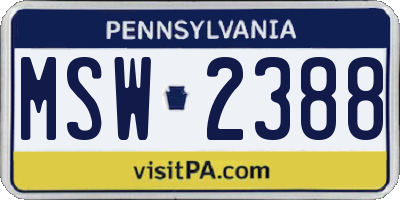 PA license plate MSW2388
