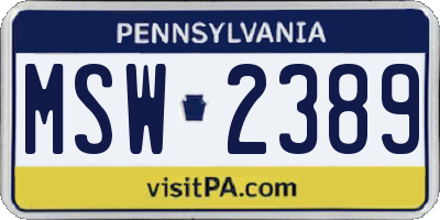 PA license plate MSW2389