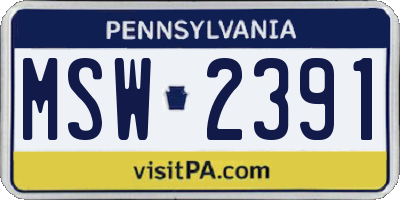 PA license plate MSW2391