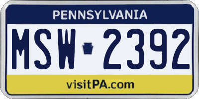 PA license plate MSW2392