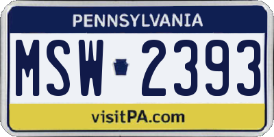 PA license plate MSW2393