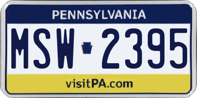 PA license plate MSW2395