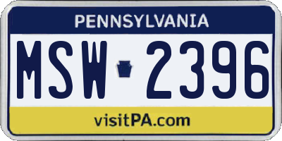 PA license plate MSW2396