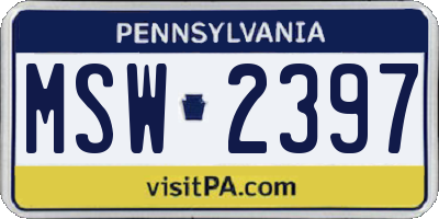 PA license plate MSW2397
