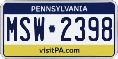 PA license plate MSW2398