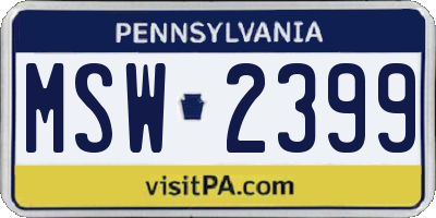 PA license plate MSW2399