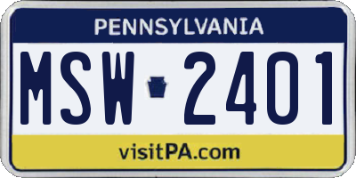 PA license plate MSW2401