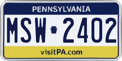 PA license plate MSW2402