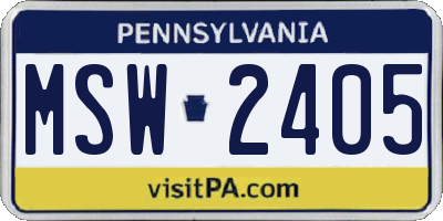 PA license plate MSW2405