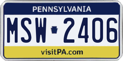 PA license plate MSW2406