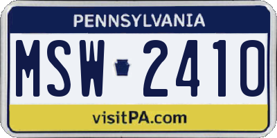 PA license plate MSW2410