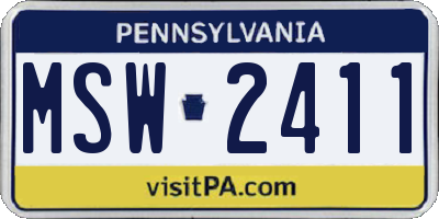 PA license plate MSW2411
