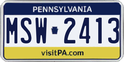 PA license plate MSW2413