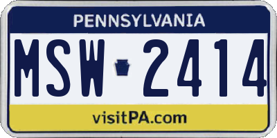 PA license plate MSW2414