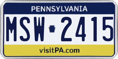 PA license plate MSW2415