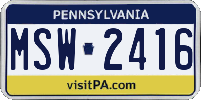 PA license plate MSW2416