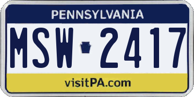 PA license plate MSW2417