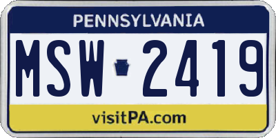 PA license plate MSW2419