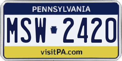 PA license plate MSW2420