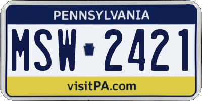 PA license plate MSW2421