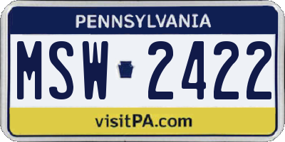 PA license plate MSW2422