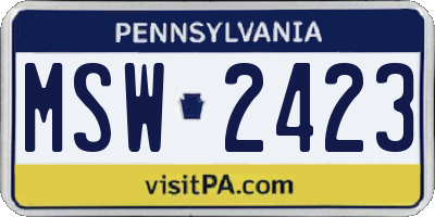 PA license plate MSW2423